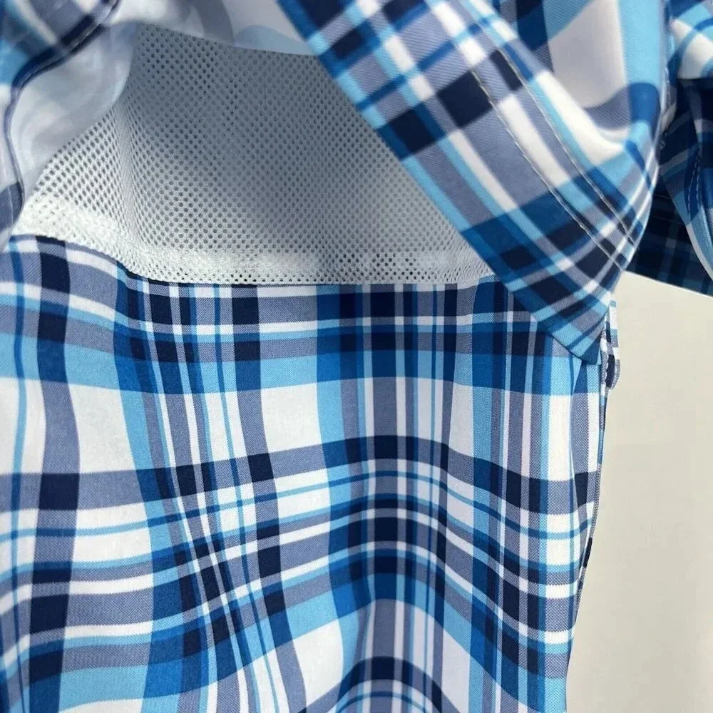 Field &Stream Men’s Vented Fishing Shirt Stretch Button Up Blue Plaid Sz Small - Picture 5 of 7